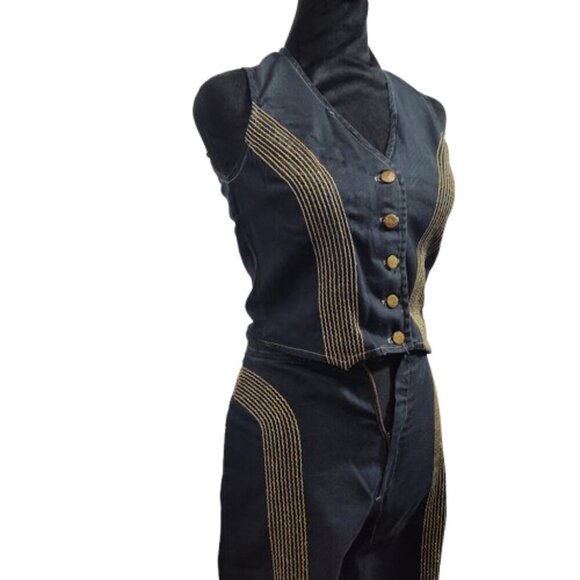 Vintage Outrageous Denim Vest and Pant Suit Women's 7/8 ! Read Description ! - Picture 5 of 13